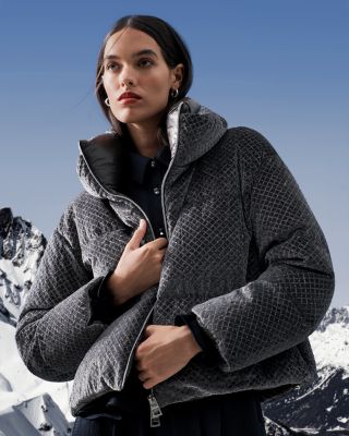 Sequin Velvet Short Puffer Coat