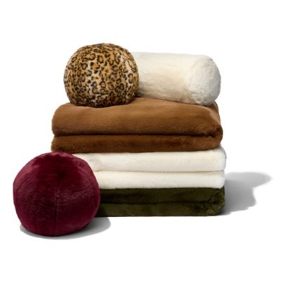 Big Rabbit Faux Fur Bolster Decorative Pillow - Exclusive