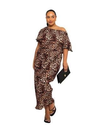 Bold Leopard Plisse Midi Dress