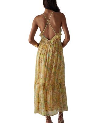 Chiffon Ruffle Strappy Floaty Maxi Dress