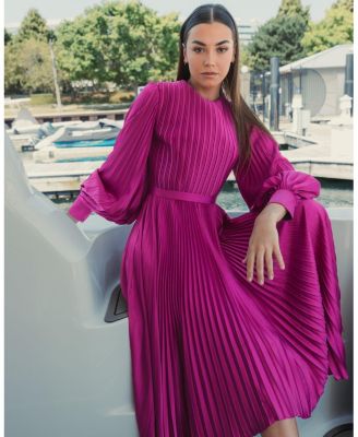  Long Sleeve Pleated Handkerchief Dress