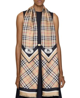 Check Knight Stamp Silk Scarf