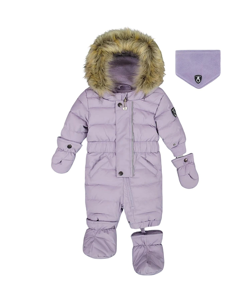 Deux Par Deux Girls' One-piece Original Puffy Snowsuit - Baby In Green