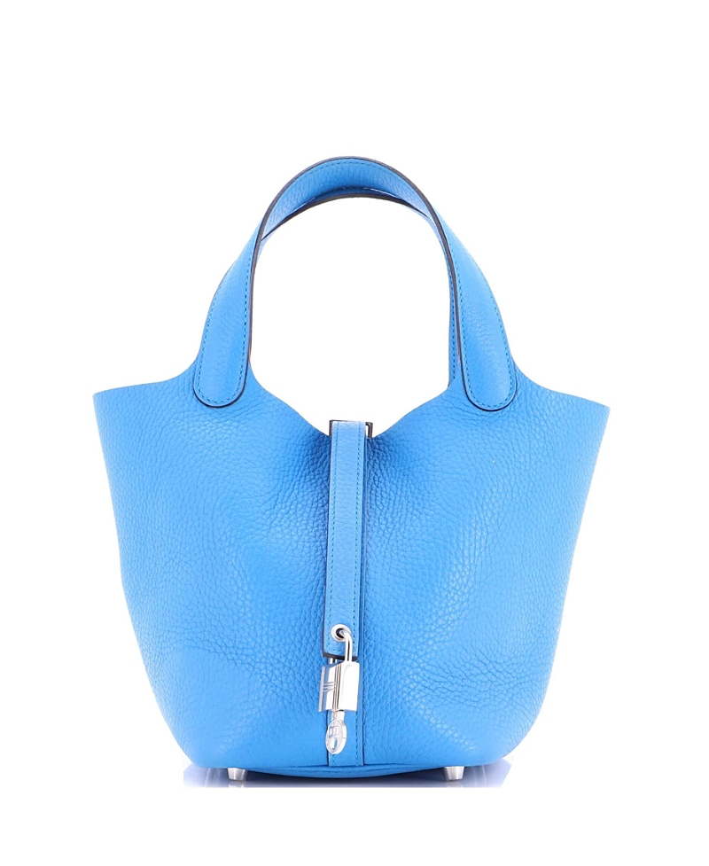 Pre-owned Pre-owned Hermes Hermes Pm Picotin Lock Bag Clemence In Blue