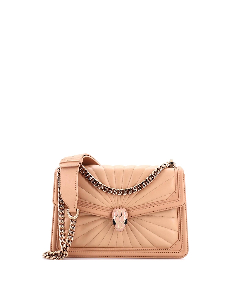 Pre-owned Pre-owned Bvlgari Bvlgari Small Serpenti Forever Shoulder Bag Quilted Leather In Neutral