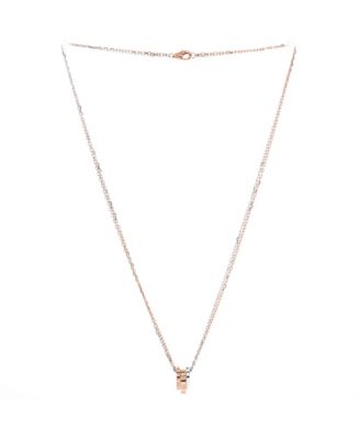  Love 3 Ring Pendant Necklace 18K Rose Gold and 18K White Gold with 6 Diamonds, 15 - 16.25"