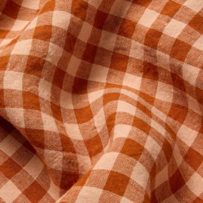  Gingham Linen Blend Fitted Sheet, King