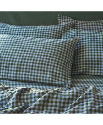 Colour Drenched Gingham Linen Blend Euro Sham