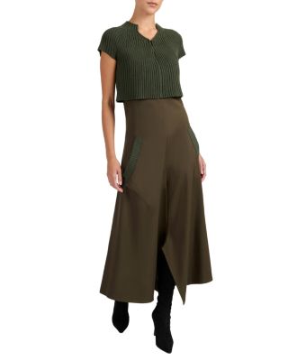 Johanna Mix Media Cap Sleeve Midi Dress