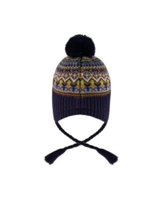  Boys' Lined Peruvian Knit Hat with Pompom - Baby