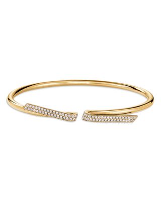 18K Yellow Gold Inside Out Diamond Flip Cuff Flex Bangle Bracelet
