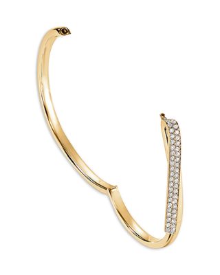 18K Yellow Gold Inside Out Diamond Flip Bangle Bracelet