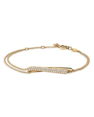 18K Yellow Gold Inside Out Diamond Flip Double Strand Chain Bracelet