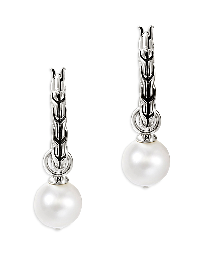 John Hardy Sterling Silver Jh Essentials Freshwater Pearl Hoop Earrings