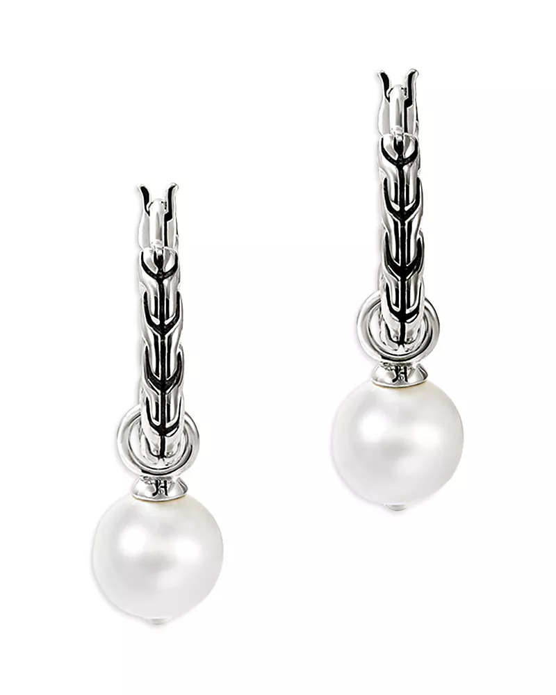 John Hardy Sterling Silver Jh Essentials Freshwater Pearl Hoop Earrings