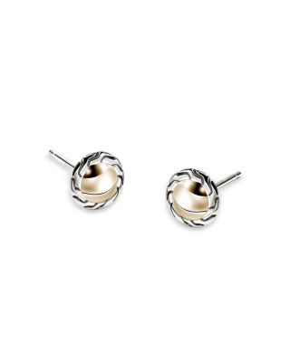 14K Yellow Gold & Sterling Silver JH Essentials Stud Earrings