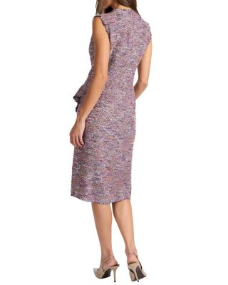 Cami Sleeveless Sheath Dress with Skirt Ruffle in Luxury Tweed