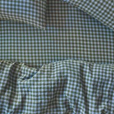 Colour Drench Gingham Linen Blend Fitted Sheet, Twin