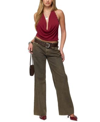 Irina Stud Cowl Neck Halter Top