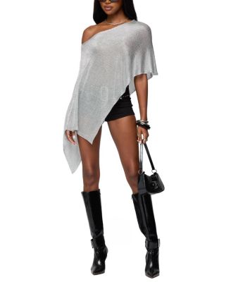 Azalia Asymmetric Knit Poncho
