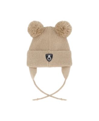  Unisex Lined Knit Hat with Pompoms - Baby