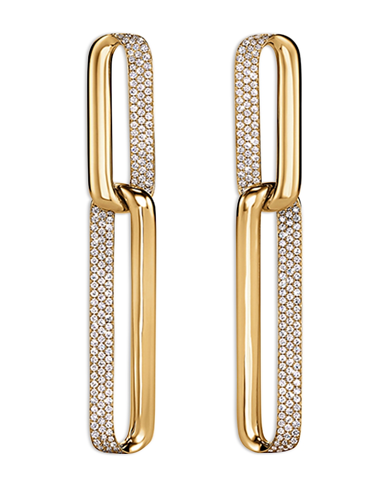 Hearts On Fire 18K Yellow Gold Inside Out Diamond Large Link Drop Earrings