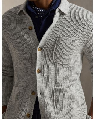 Textured Cotton Cardigan Sweater