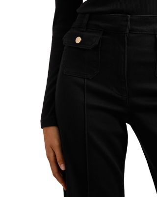 Ria Button Detail High Rise Flare Jeans in Black