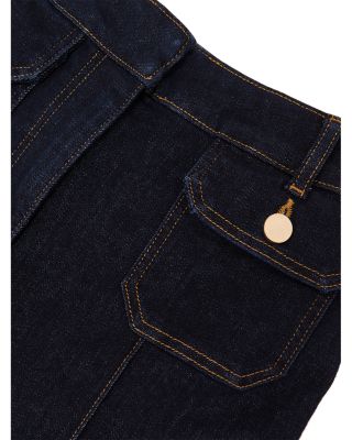 Ria High Rise Button Detail Flare Jeans in Dark Blue