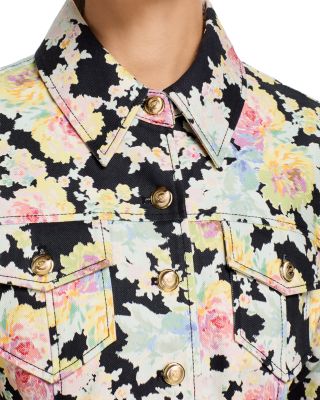 Canyon Ikat Bouquet Scrunched Denim Jacket