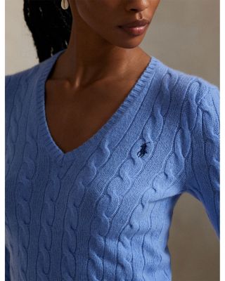 Cable Knit Wool &amp; Cashmere V-Neck Sweater