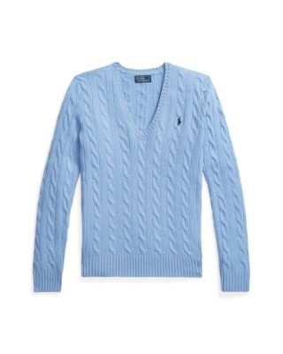 Cable Knit Wool &amp; Cashmere V-Neck Sweater