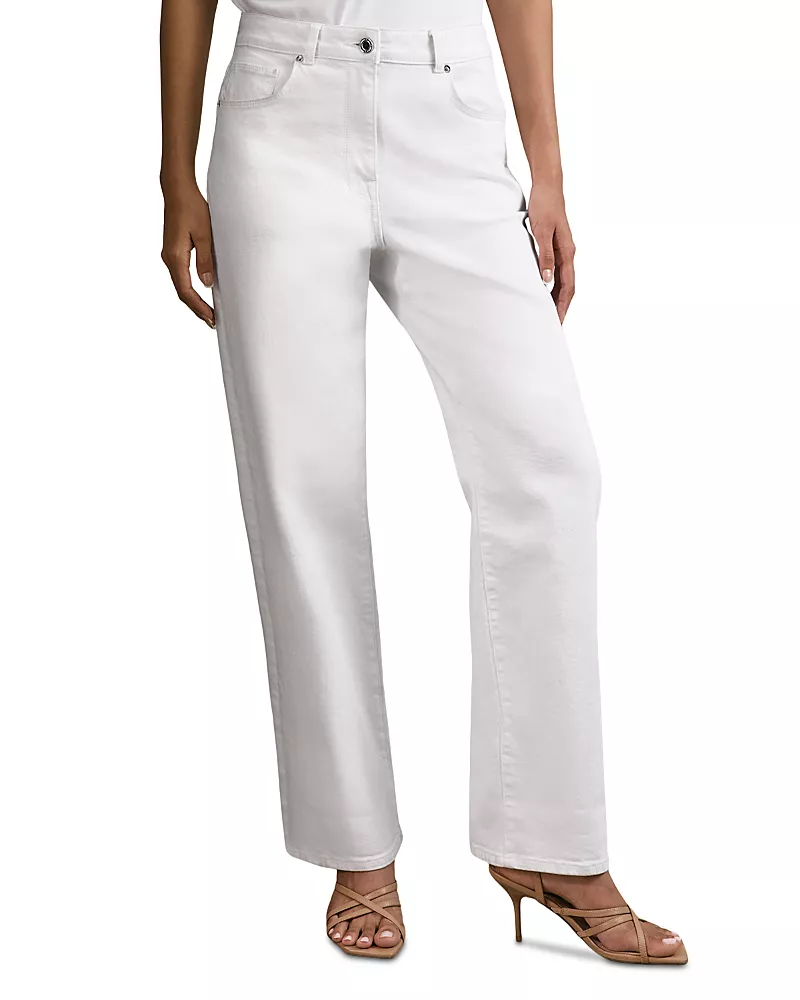 Reiss Selin Mid Rise Straight Jeans in White
