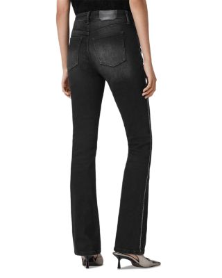 Haldan Crystal Mid Rise Bootcut Jeans in Washed Black