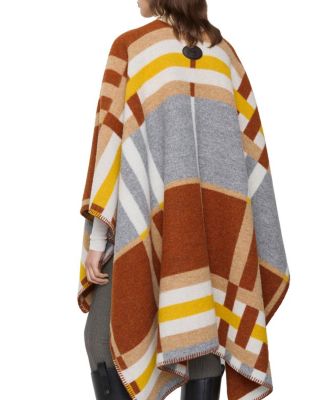  Colour Block Check  Wool Cape