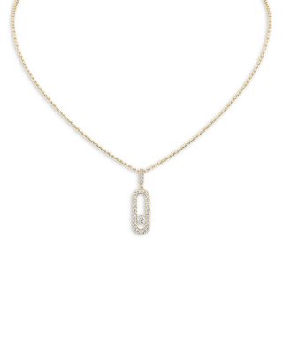Diamond Move Uno Large Model Pav&eacute; Necklace in 18K Gold, 17.7", 0.35 tcw