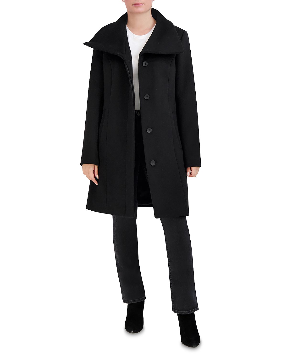 Cole Haan Convertible Collar Button Up Coat