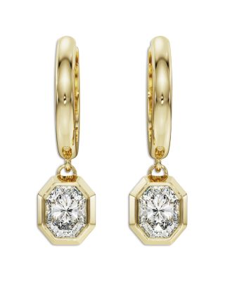 Octagon Certified Lab Grown Diamond Bezel Hoop Earrings
