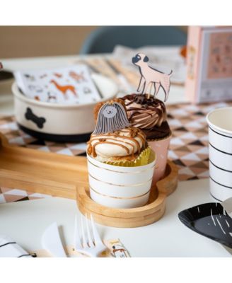 Bow Wow Puppy Dog Birthday Cupcake Decorating Set, Set of 24 Liners and Toppers