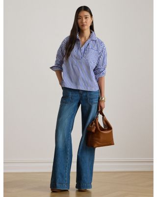 Cotton Broadcloth Cropped Shirt