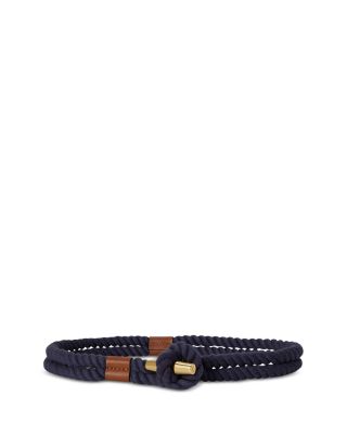 Leather-Trim Rope Toggle Skinny Belt
