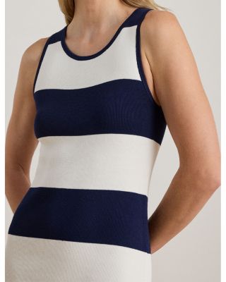 Striped Cotton Blend Midi Tank Dress