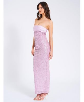  Lainey Embellished Beaded Satin Sequin Maxi Dress
