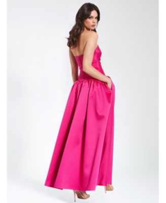  Walterina Satin Strapless Drop Waist Corset Gown