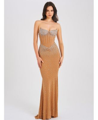  Fatima Embellished Sleeveless Corset Mermaid Maxi Dress