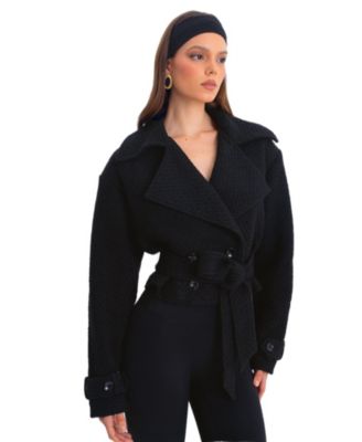  Dara Wool Blend Cropped Double-Breasted Belted Coat