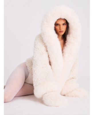 Jumbo Kali Faux Shearling Fur Trimmed Coat