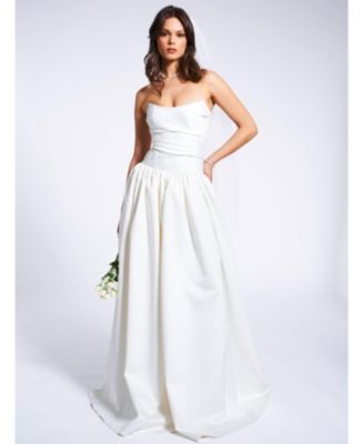 Umay Drop Waist Satin Corset Bridal Gown