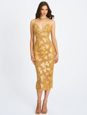 Edie Beaded Sequin Midi Pencil Dress