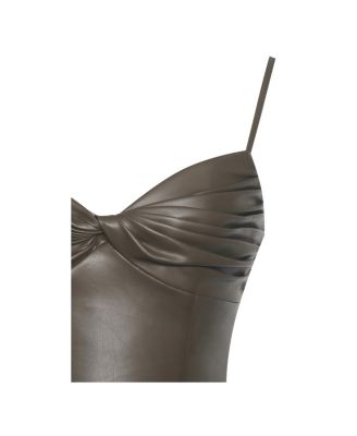 Parisia Faux Leather Drop Waist Maxi Dress